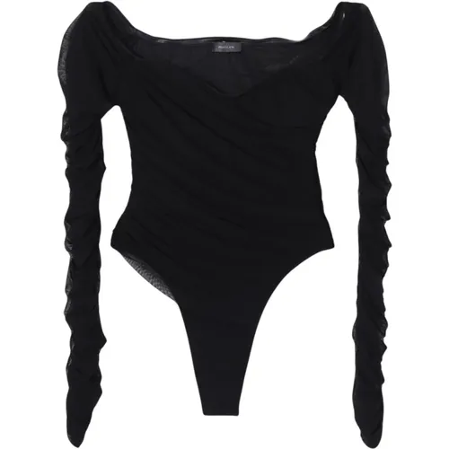 Ruched Mesh Bodysuit , female, Sizes: XS, S - Mugler - Modalova