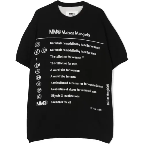 Schwarzes Oversize Midi-Kleid mit Kurzen Ärmeln und Aufdruck - MM6 Maison Margiela - Modalova