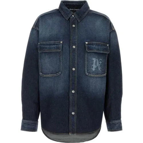 Stylisches Denim Hemd , Herren, Größe: M - Palm Angels - Modalova