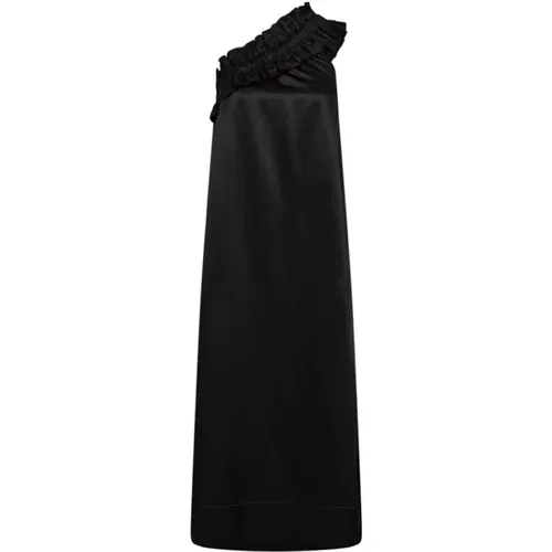 Ein-Schulter-Kleid mit Rüschen, schwarz , Damen, Größe: 2XS - Copenhagen Muse - Modalova