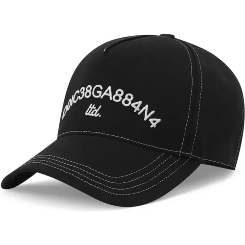 Schwarze Baumwoll-Logo-bestickte Hüte - Dolce & Gabbana - Modalova