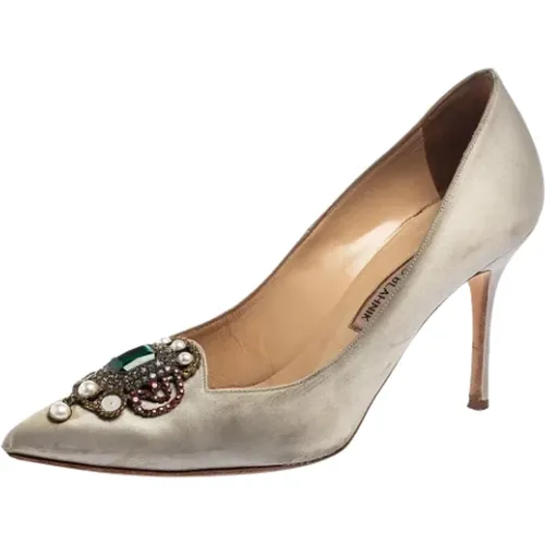 Pre-owned Pumps, female, , Size: 8 US Pre-owned Satin heels - Manolo Blahnik Pre-owned - Modalova