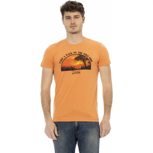 Casual T-Shirt mit kurzen Ärmeln und Rundhalsausschnitt , Herren, Größe: L - Trussardi - Modalova