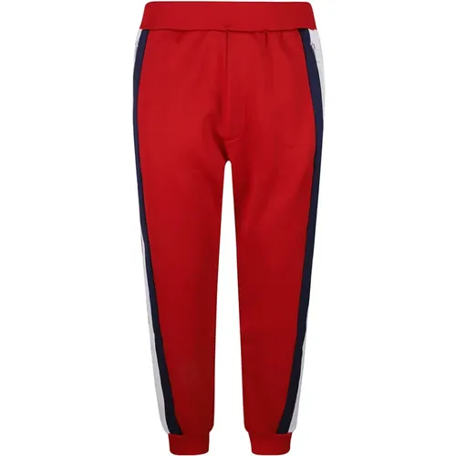 Rote Hose mit elastischem Bund und Streifen , Herren, Größe: 2XL - Dsquared2 - Modalova