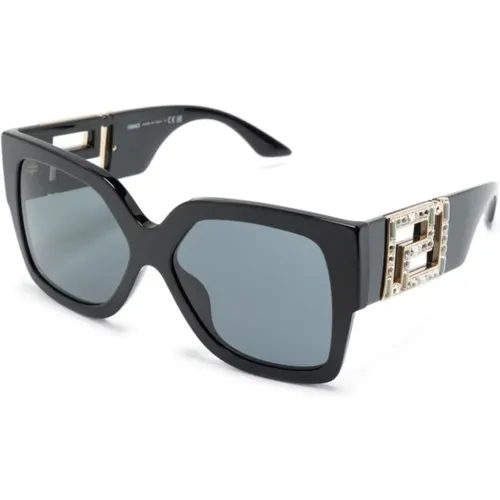 Schwarze Sonnenbrille mit Original-Etui , Damen, Größe: 59 MM - Versace - Modalova