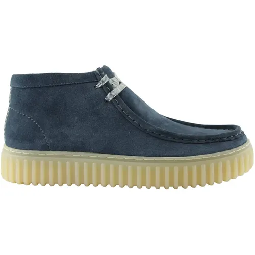 Stilvolle Blaue Wildlederschuhe , Herren, Größe: 44 EU - Clarks - Modalova