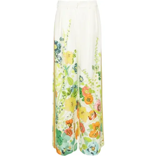 Floral Wide Leg Trousers , female, Sizes: L - Alemais - Modalova