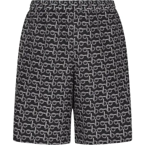 Silk Logo Print Shorts , male, Sizes: M, L - Burberry - Modalova