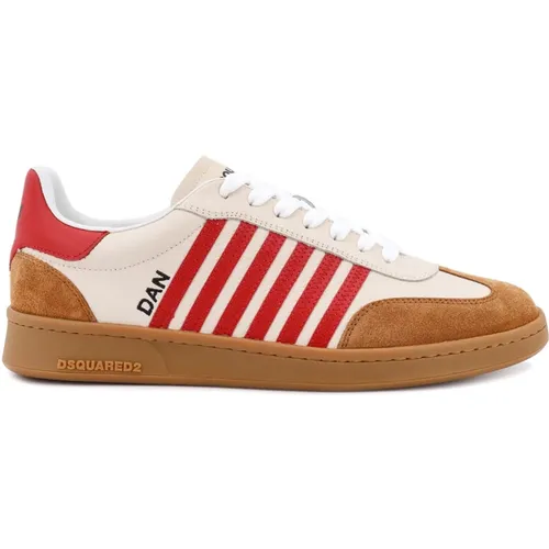 Beige Leather Sneakers Lace-up Rubber Sole , male, Sizes: 10 UK, 9 1/2 UK, 8 1/2 UK, 7 UK, 5 UK, 9 UK, 8 UK, 11 UK, 6 UK - Dsquared2 - Modalova