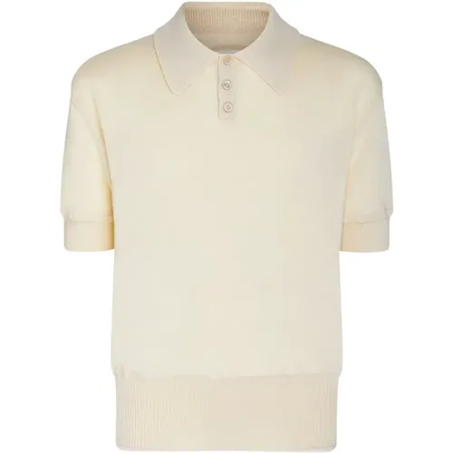 Polo Shirts, male, , Size: M Off-White Knitted Polo Shirt - Maison Margiela - Modalova