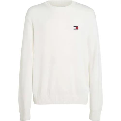 Weißer Bedruckter Strickpullover Herren , Herren, Größe: L - Tommy Hilfiger - Modalova