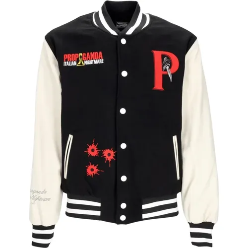 Bomber Jackets, male, , Size: S Nightmare Varsity College Jacket /White - Propaganda - Modalova