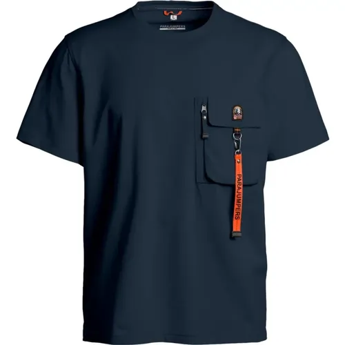 Marineblaues Mojave Kurzarm T-Shirt , Herren, Größe: S - Parajumpers - Modalova