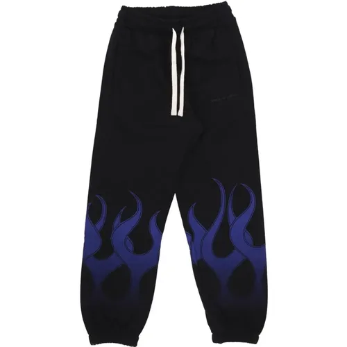 Sweatpants, male, , Size: S Flames Lightweight Tracksuit Pants /Blue - Vision OF Super - Modalova