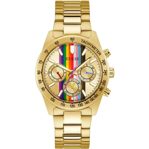 Watches, male, , Size: ONE SIZE Rainbow Dial Stainless Steel Bracelet Watch - Guess - Modalova