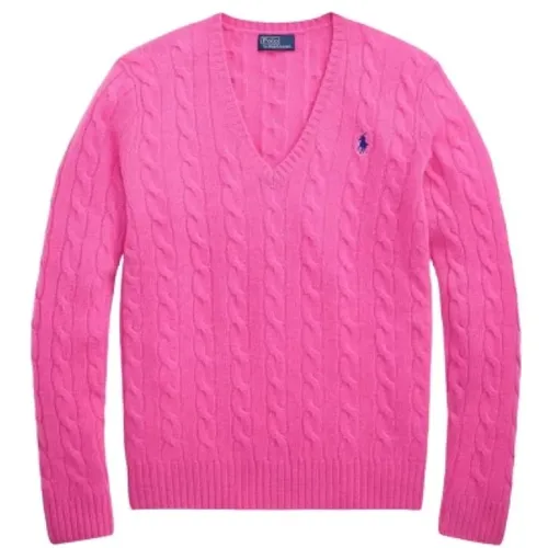 V-neck Knitwear, female, , Size: L Kimberly Cashmere Wool Twist Knit Sweater - Polo Ralph Lauren - Modalova