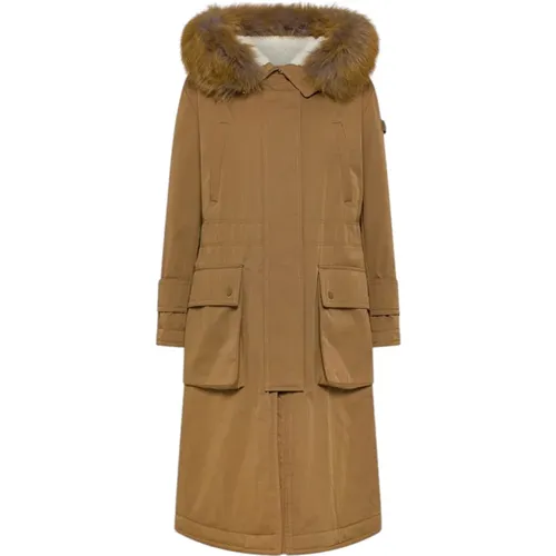 Parkas, female, , Size: S Maxi Parka with Fox Fur - Peuterey - Modalova