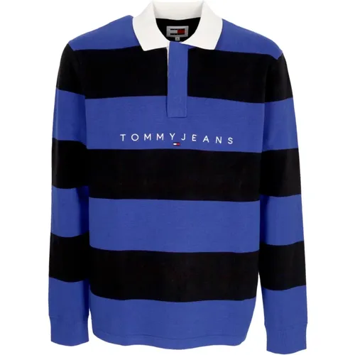 Polo Shirts, male, , Size: M Striped Long Sleeve Rugby Polo Shirt - Tommy Hilfiger - Modalova