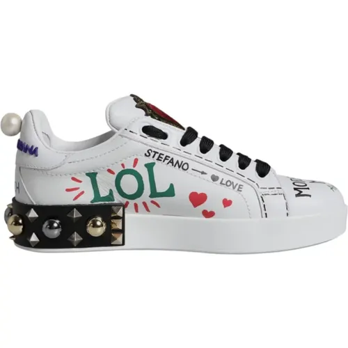 Sneakers, female, , Size: 5 US Heart Studded Low Top Sneakers - Dolce & Gabbana - Modalova