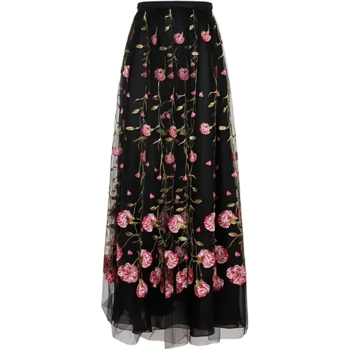 Midi Skirts, female, , Size: XS Black Rose Polyester Midi Skirt - Giambattista Valli - Modalova