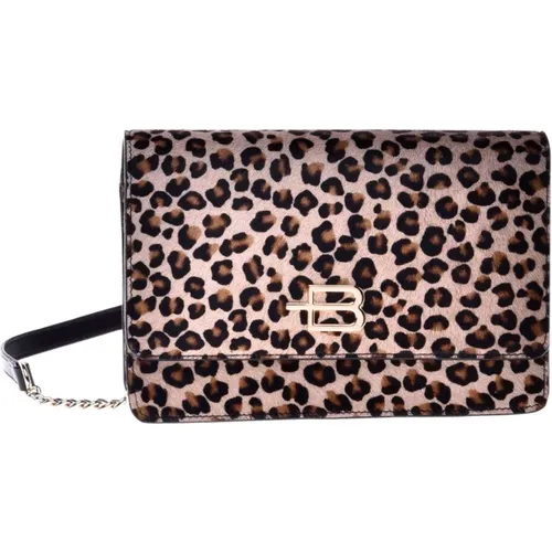 Wallet with crossbody strap in leopard-print pony skin , female, Sizes: ONE SIZE - Baldinini - Modalova