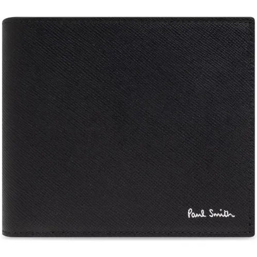 Wallets & Cardholders, male, , Size: ONE SIZE Leather wallet with printed logo - Paul Smith - Modalova