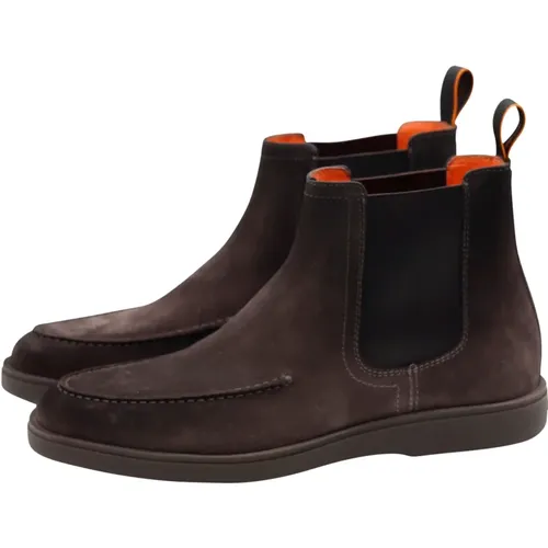 Chelsea Boots, male, , Size: 9 1/2 US Dark Grey Sporty Chelsea Boots - Santoni - Modalova