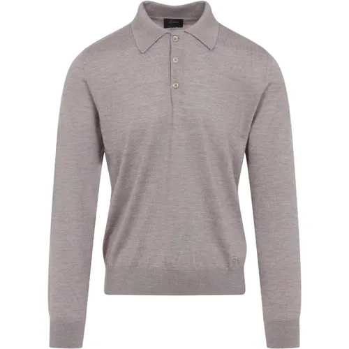 Polo Shirts, male, , Size: M Cashmere Silk Long Sleeves Polo - Brioni - Modalova