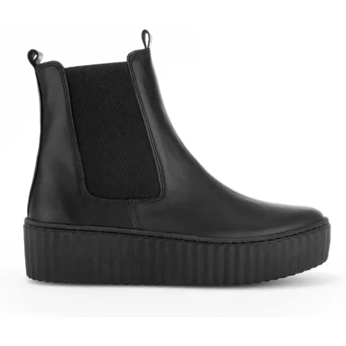 Schwarze Leder Chelsea Boots , Damen, Größe: 40 1/2 EU - Gabor - Modalova