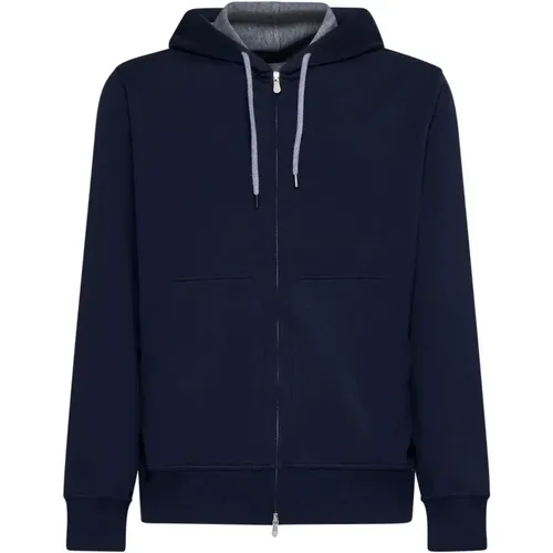 Hoodie with Zip and Pockets , male, Sizes: XL, L, M, 2XL - BRUNELLO CUCINELLI - Modalova