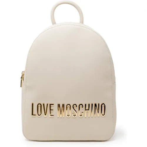 Beiger Rucksack aus Kunstleder mit Reißverschluss - Love Moschino - Modalova