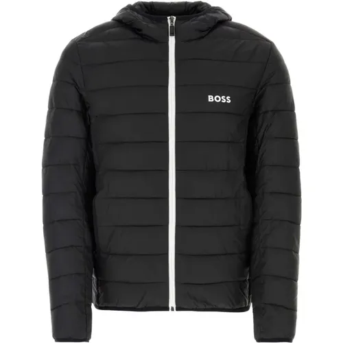 Gepolsterte Schwarze Nylonjacke , Herren, Größe: XL - Boss - Modalova