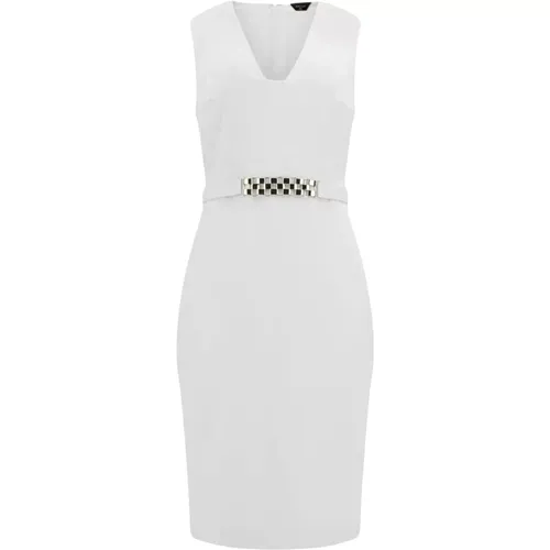 Weißes Midi-Kleid mit Gürtel , Damen, Größe: L - Guess - Modalova