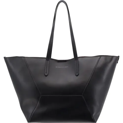 Leather Shoulder Bag with Jewel , female, Sizes: ONE SIZE - BRUNELLO CUCINELLI - Modalova