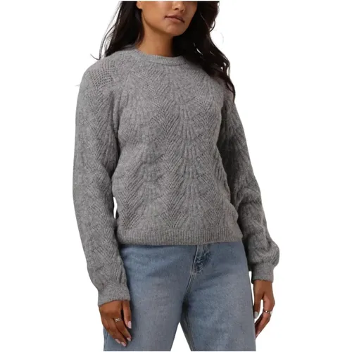 Grauer Strickpullover , Damen, Größe: S - Object - Modalova