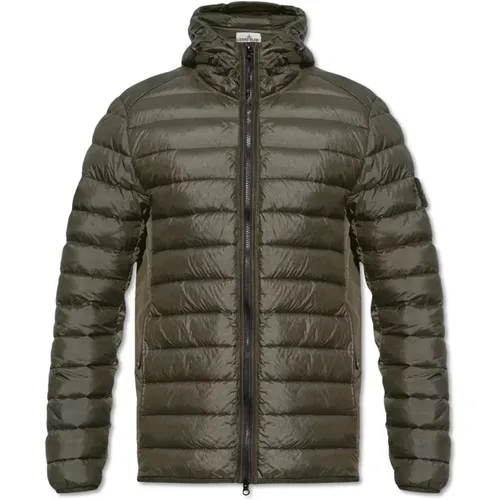 Down Jackets, male, , Size: S Down Jacket Loom Woven Chambers Nylon Down-Tc - Stone Island - Modalova