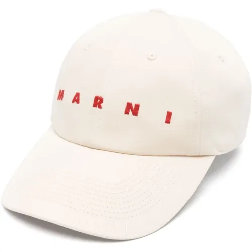 Caps, male, , Size: S Embroidered Logo Cap Cotton - Marni - Modalova