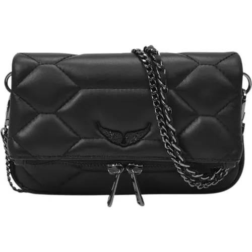 Cross Body Bags, female, , Size: ONE SIZE Rock Nano XL Bag in Lamb Leather - Zadig & Voltaire - Modalova