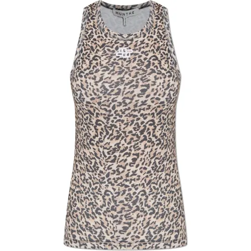 Sleeveless Tops, female, , Size: L Top Pymma with animal motif - Munthe - Modalova