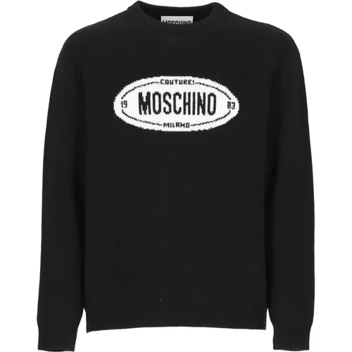 Round-neck Knitwear, male, , Size: L Wool Sweater Round Neck Long Sleeves - Moschino - Modalova