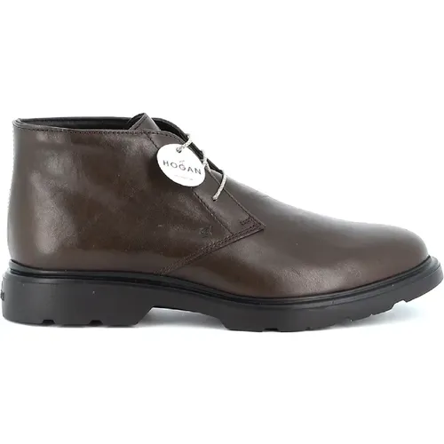 Business Schuhe Upgrade - Braun Leder Stilvolle Flache Schuhe , Herren, Größe: 42 1/2 EU - Hogan - Modalova