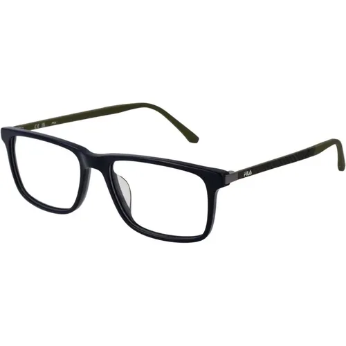 Glasses, male, , Size: ONE SIZE Blue Rubber Full-Rim Rectangle Optical Frames - Fila - Modalova
