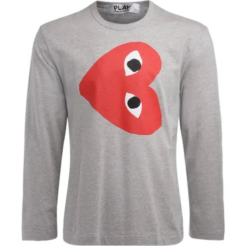 Long Sleeve Tops, male, , Size: M Long Sleeve T-Shirt with Reversed Heart - Comme des Garçons Play - Modalova