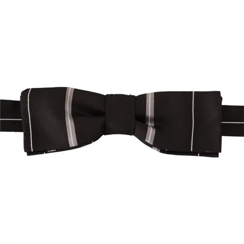 Schwarze Graue Futter Seiden Hals Papillon Krawatte - Dolce & Gabbana - Modalova