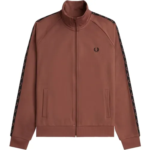 Zip-throughs, male, , Size: L Contrast Tape Track Jacket - Fred Perry - Modalova