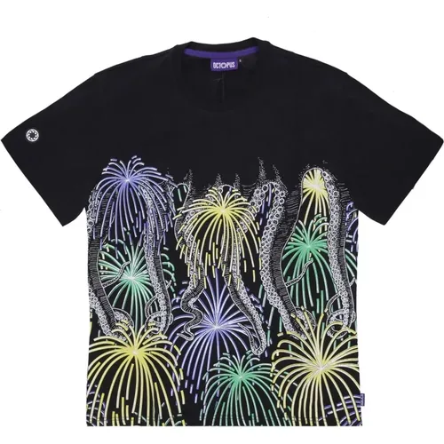 T-Shirts, male, , Size: XS Fireworks Black Tee Short Sleeve - Octopus - Modalova