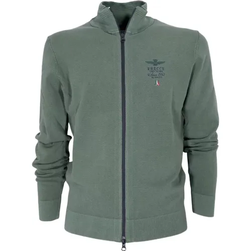 Cotton Full Zip Sweater Ma1393 , male, Sizes: 3XL, L, 4XL, XL - aeronautica militare - Modalova