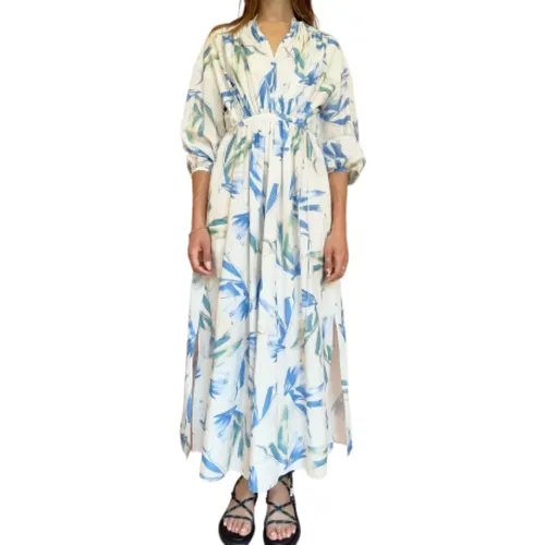 Weiße Lange Kleid Blaues Tulpenmuster , Damen, Größe: M - Paul Smith - Modalova