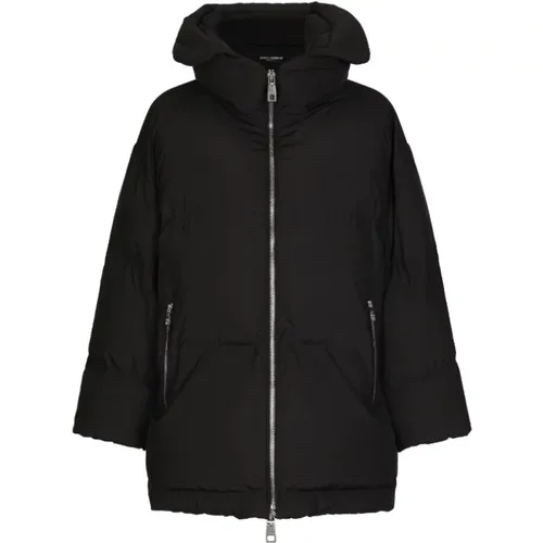 Schwarze Steppjacke mit Stehkragen - Dolce & Gabbana - Modalova