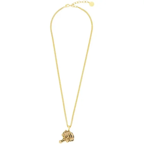 Necklaces, female, , Size: ONE SIZE Gold Tiger Pendant Necklace - Roberto Cavalli - Modalova